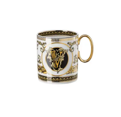 Rosenthal VERSACE - Linea VIRTUS ALPHABET - Bicchiere con Manico Lettera V