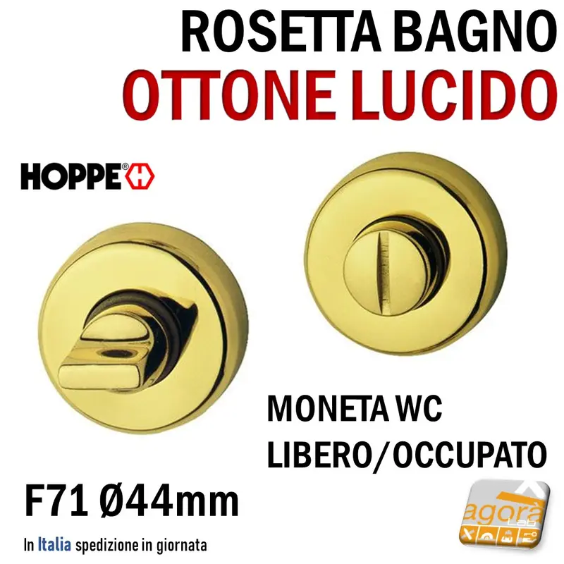 ROSETTA PORTA BOCCHETTA LIBERO/OCCUPATO WC MONETA X BAGNO SICUREZ BAMBINI HOPPE OTTONE LUCIDO D44 F71