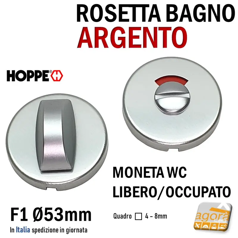 ROSETTA PORTA BOCCHETTA LIBERO-OCCUPATO WC X BAGNO SICUREZZA BAMBINI HOPPE ARGENTO D53 F1 CROMO OPACO