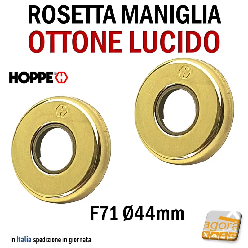 ROSETTA PORTA BOCCHETTA MANIGLIA HOPPE OTTONE LUCIDO D44 F71 CP M88K