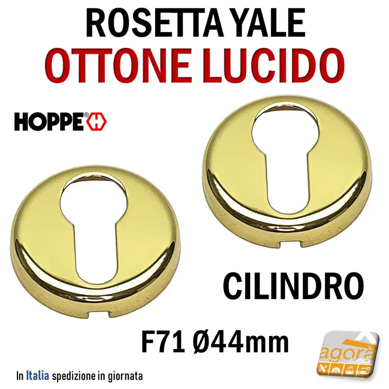 ROSETTA PORTA CHIAVE BOCCHETTA HOPPE CILINDRO YALE OTTONE LUCIDO D44 F71 CP M88KS