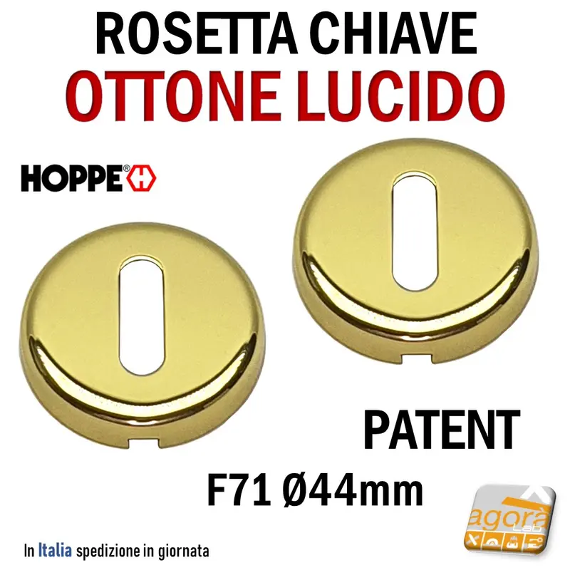ROSETTA PORTA CHIAVE BOCCHETTA HOPPE PATENT OTTONE LUCIDO D44 F71 CP M88KS