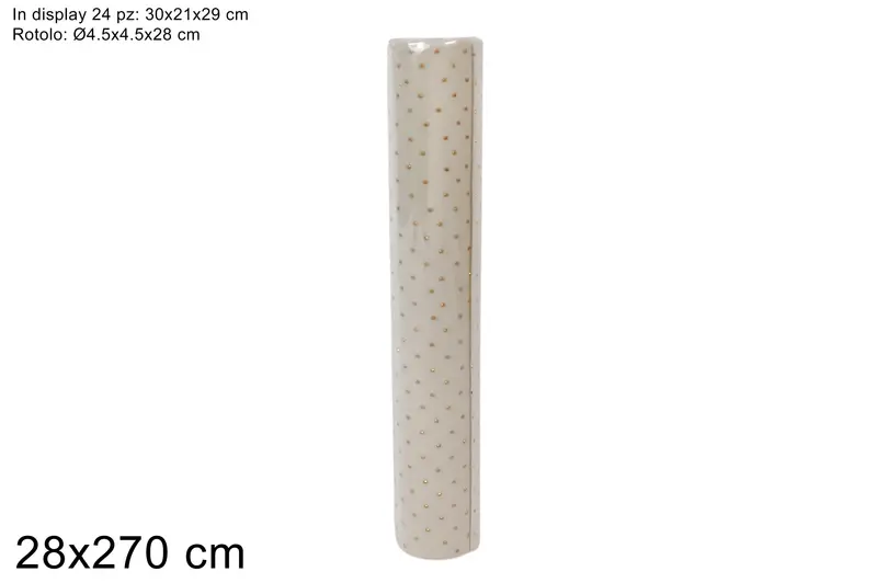 ROTOLO 28X270 CM EFFETTO VELLUTO BIANCO CON APPLICAZIONE ORO