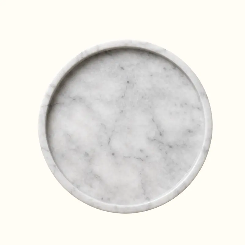 Round Carrara Marble Decorative Tray Ø25 cm