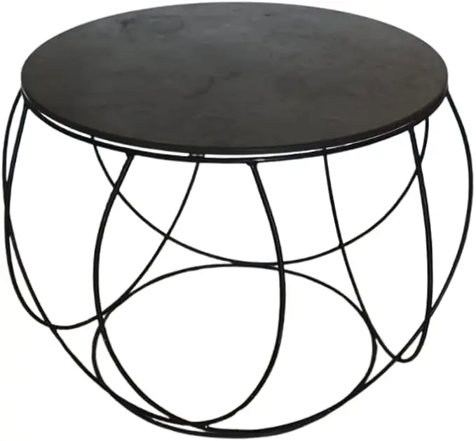 Round Iron and Slate Side Table Ø60 cm