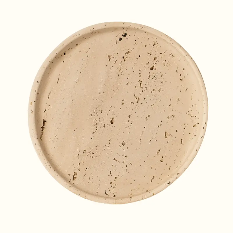 Round Travertine Stone Plate Ø25 cm