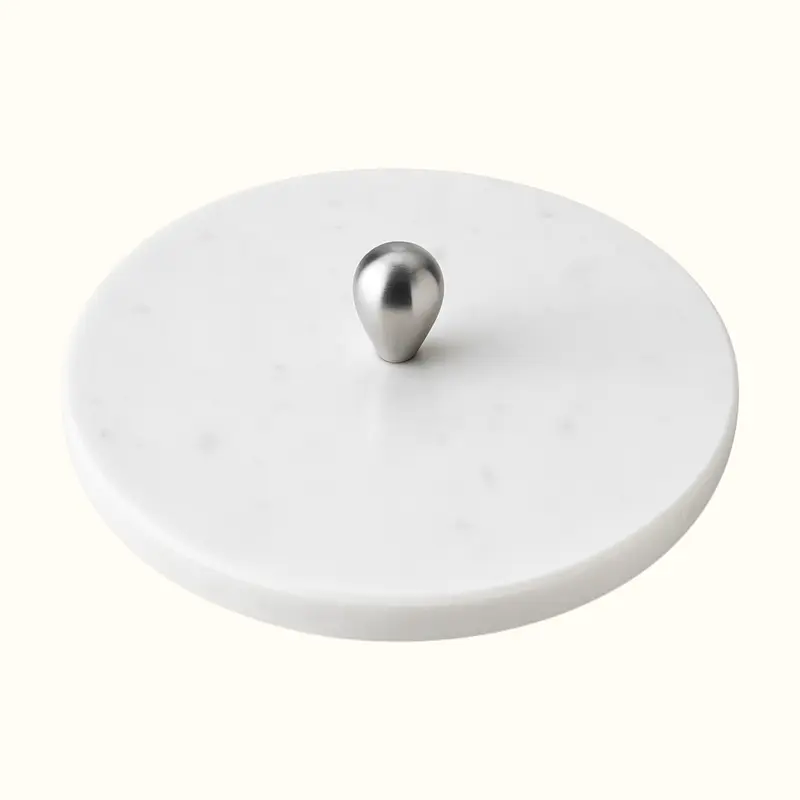 Round White Marble Serving Board with Knob Ø30 cm