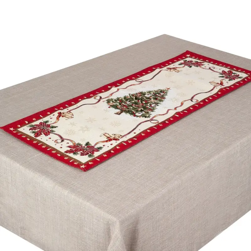 Runner arredo in gobelin in fantasia natalizia Navidad Lurex in varie dimensioni