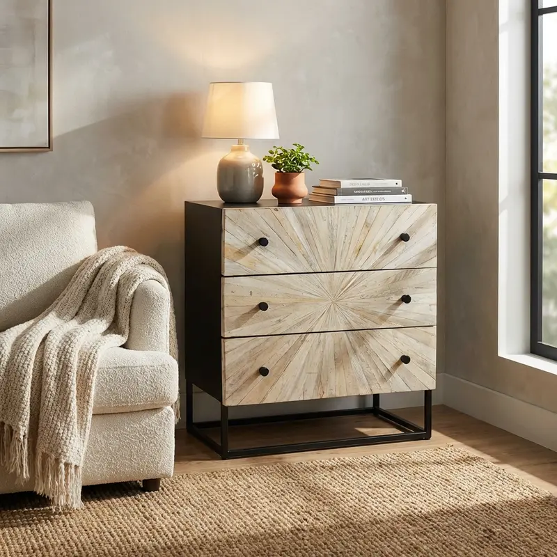 Sabino - cassettiera in legno e metallo