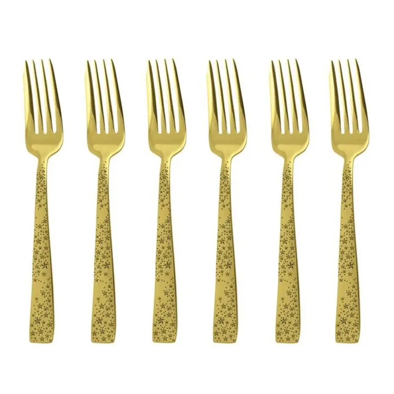 SAMBONET - COMETA GOLD Edizione LIMITATA - Servizio 6 Forchette Dolce Natale Acciaio Inox
