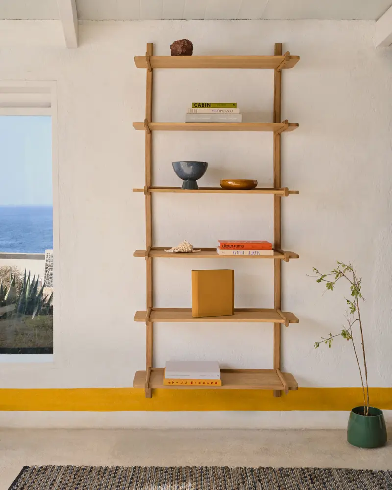 Scaffalatura modulare Sitra 6 mensole legno massiccio di rovere naturale 90 cm