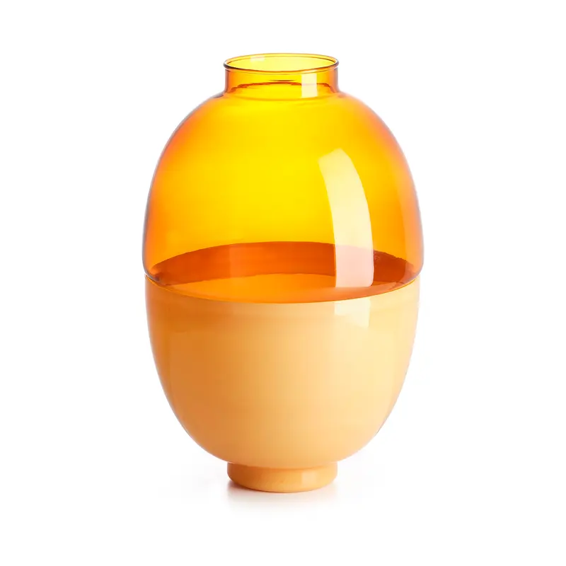 SCARLET VASO CONTENITORE IN VETRO BICOLORE AMBRA/AMBRA LATTE IVV