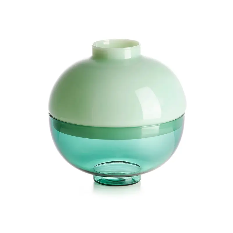 SCARLET VASO/COPPA IN VETRO BICOLORE VERDE E VERDE "LATTE" IVV