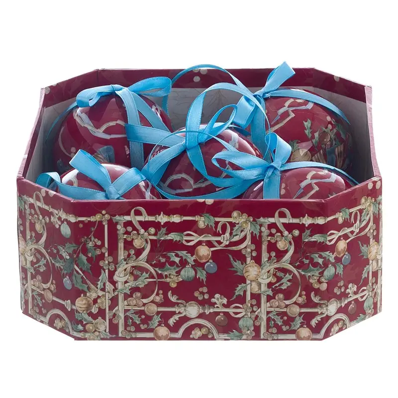 SCATOLA OTTAGONALE ASS. CON 5 DECORI (DIA.7 5CM)
