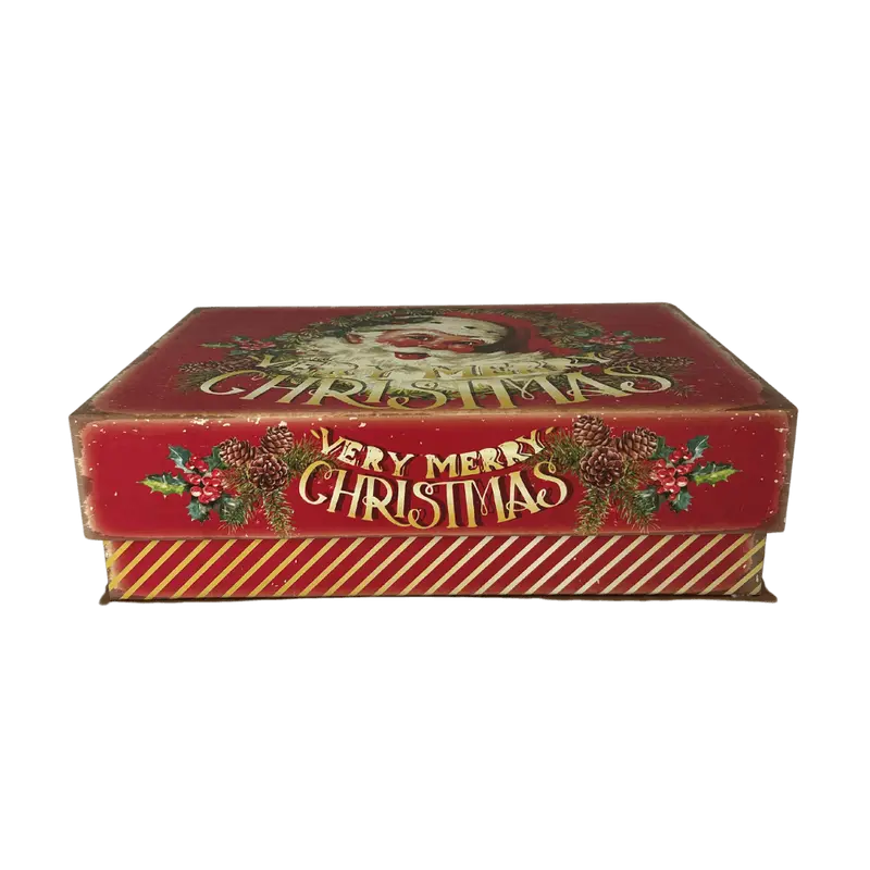 Scatola Regalo Natale Decorata Rossa Vintage