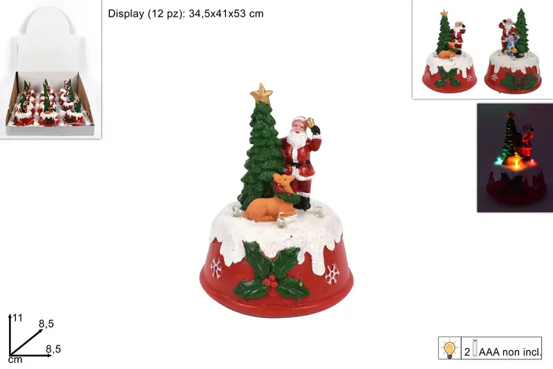 SCENARIO ALBERO C BABBO NATALE C LUCI 2 ASS IN DISPLAY