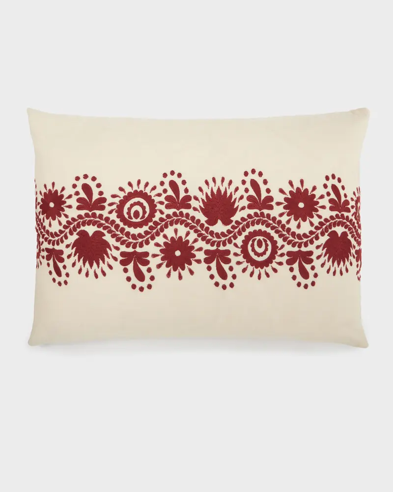 Schumacher x Cabana Theodora Embroidered Cushion, Red (Set of 2)