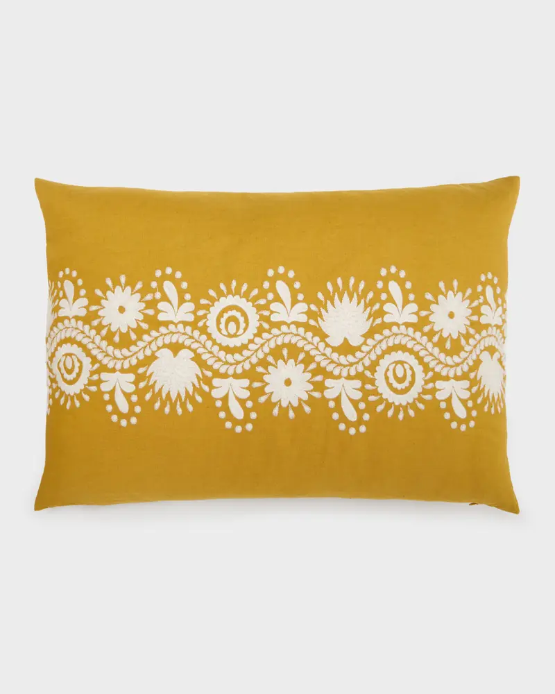 Schumacher x Cabana Theodora Embroidered Cushion, Saffron (Set of 2)