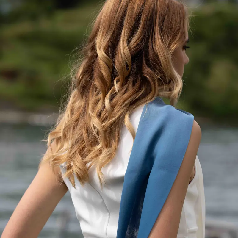 Sciarpa in Seta georgette sfumata Blu - 905