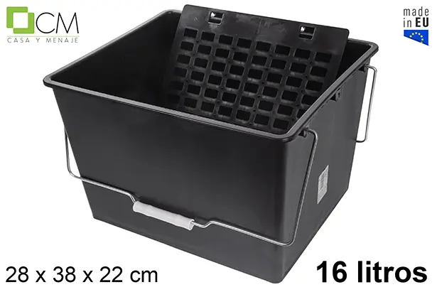 SECCHIO VERNICE IN PLASTICA CON GRIGLIA NERA 16 L.