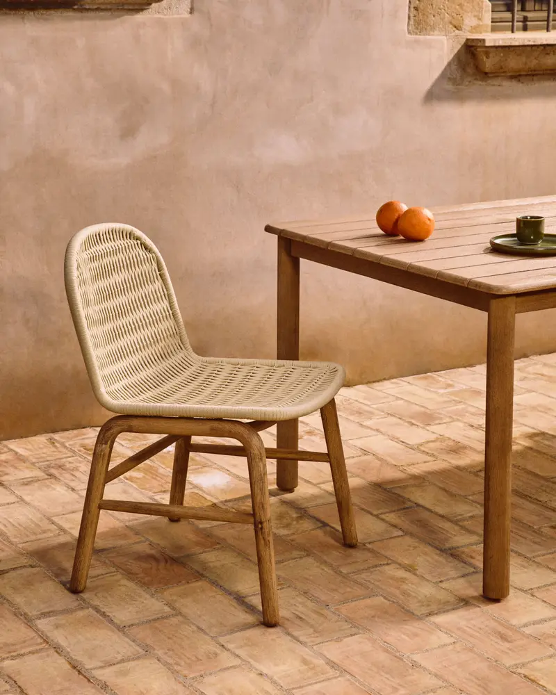 Sedia Alipa in legno massiccio di acacia e corda ecru