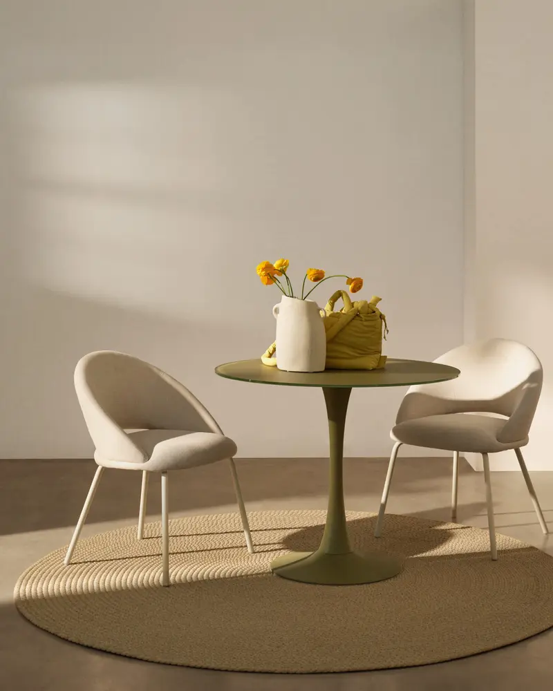 Sedia Bonali in ciniglia grigia con gambe in metallo grigio FSC Mix Credit