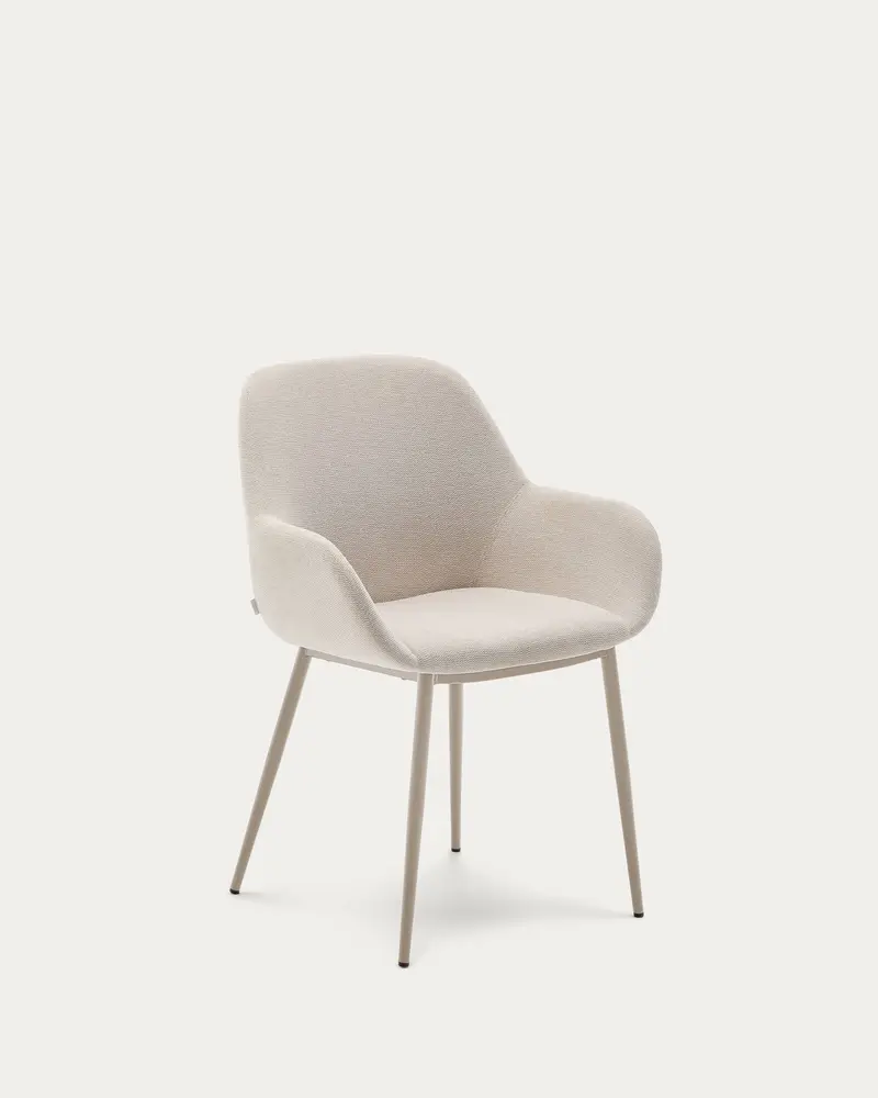 Sedia Konna beige e gambe in acciaio con finitura verniciata beige