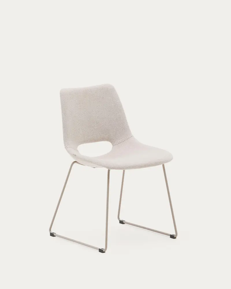 Sedia Zahara beige e gambe in acciaio finitura beige
