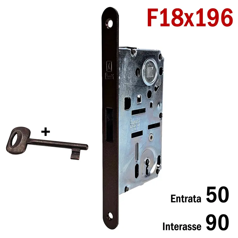 SERRATURA PATENT X PORTA MAGNETICA B-FORTY BONAITI N65 FRONTALE 18X196MM E50 I90 BRONZO