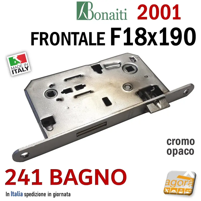 SERRATURA PORTA FRONTALE 18x190mm BONAITI 2001 METALLO WC MONETA LIBERO/OCCUPATO 241 BAGNO