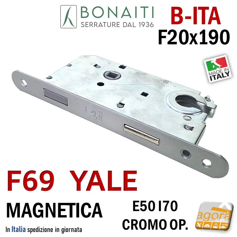 SERRATURA PORTA MAGNETICA B-ITA BONAITI F69 YALE FRONTALE 20X190MM E50 I70