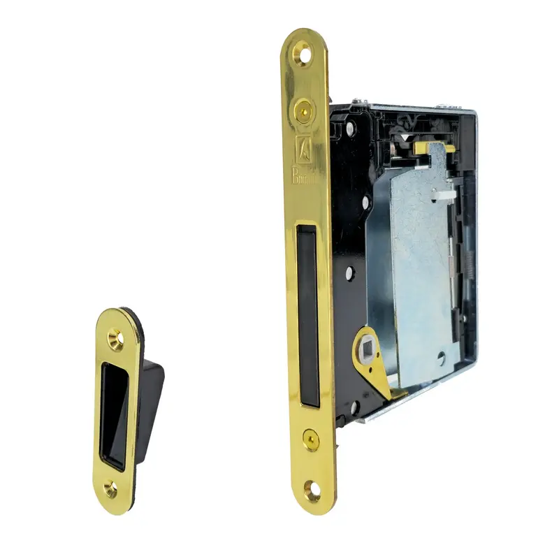 SERRATURA PORTA MAGNETICA B NO-HA MINI BONAITI 937 INVISIBILE PRIVACY Q6 FRONTALE 22X190MM E28 OTTONE LUCIDO +GACCIA
