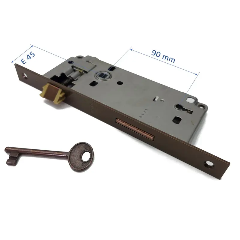 SERRATURA PORTA PATENT FRONTALE 22x238mm RETTANGOLARE AGB E45 I90 +CHIAVE
