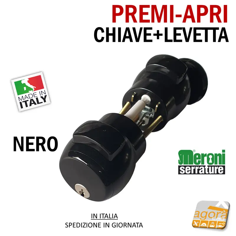 SERRATURA PORTA PREMI-APRI CON CHIAVE MERONI TB-60 E60 NERO 13 NE INGRESSO UFFICIO