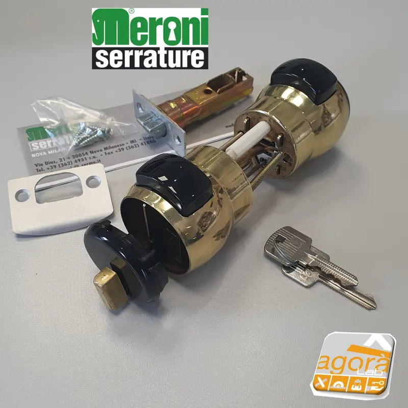 SERRATURA PORTA PREMI-APRI CON CHIAVE MERONI TB-60 E60 OTTONE 13 US3 INGRESSO UFFICIO