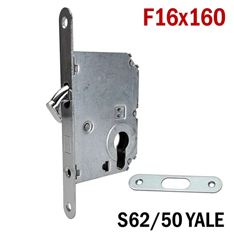 SERRATURA PORTA SCORREVOLE GANCIO FRONTALE 16x160mm BONAITI 62/50 CROMO SAT YALE +INCONTRO