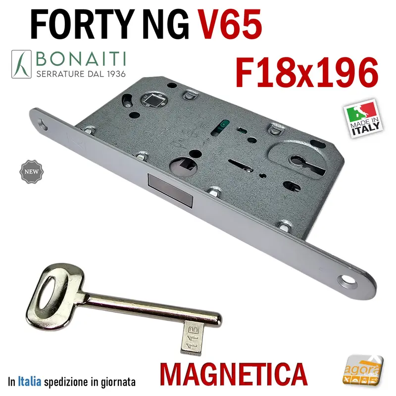 SERRATURA X PORTA MAGNETICA FORTY BONAITI V65 N65 F18X196MM E50 I90 CR OP PATENT