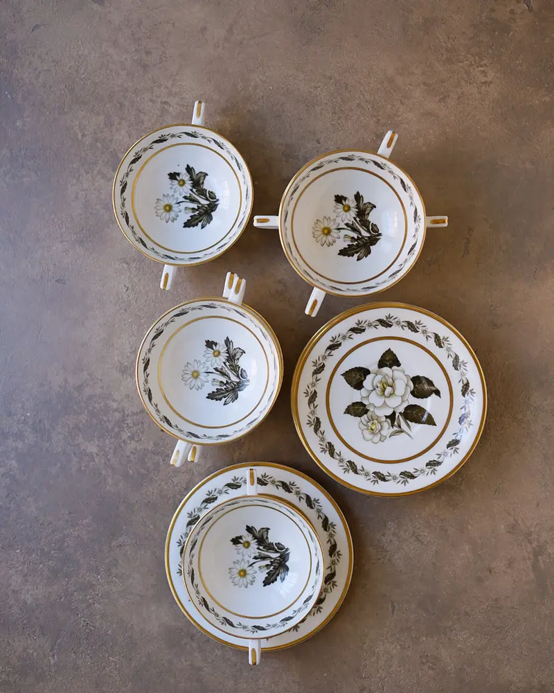 Servizio da Brodo in Porcellana Royal Worcester — Decoro "Bernina" — XX Secolo