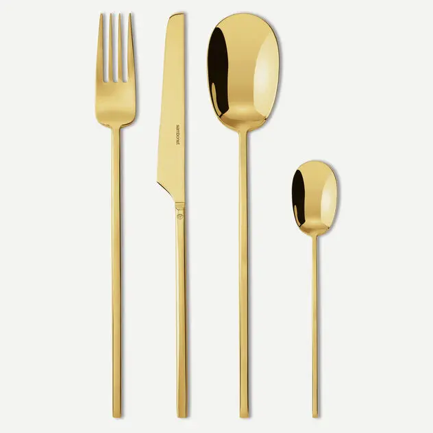 SERVIZIO POSATE PER 6 PERSONE 24 PEZZI LINEA 100 PVD GOLD DI SAMBONET