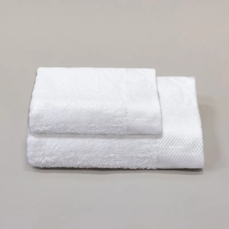 Set 2 pezzi Viso + Ospite (60x100 + 40x60 cm) in Spugna di Cotone 500 g/m² con Inserto Jacquard – Modello Favignana