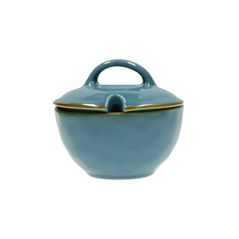 Set 2 pezzi Zuccheriera con coperchio 250 cc; Ø 11 cm Concerto blu avio Rose e tulipani|L’Egizia regali