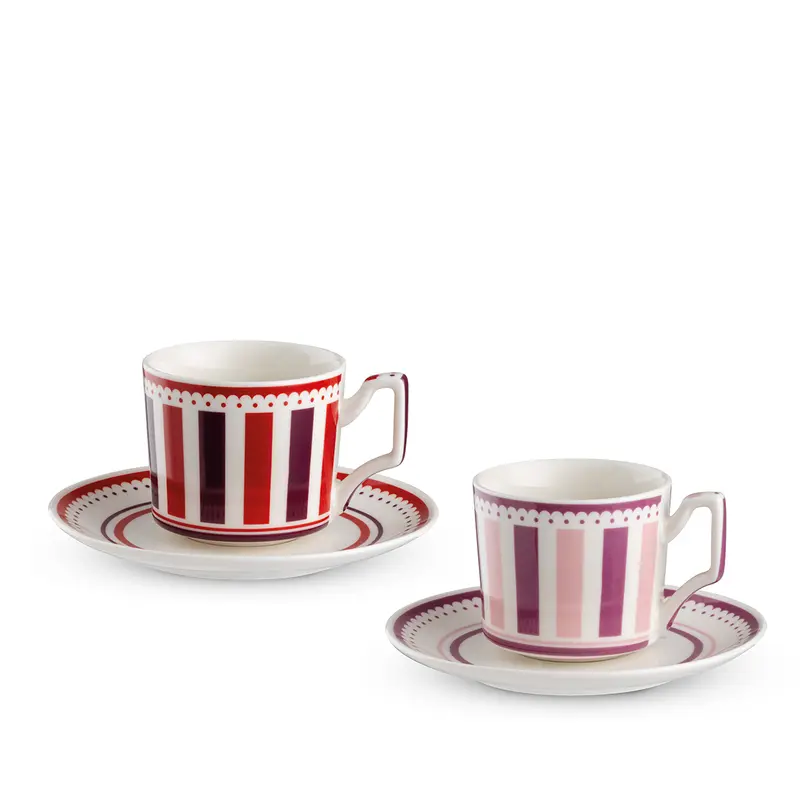 Set 2 Tazze Caffe' C/Piattino Rosa E Bordeaux Notting Hill Ml 100