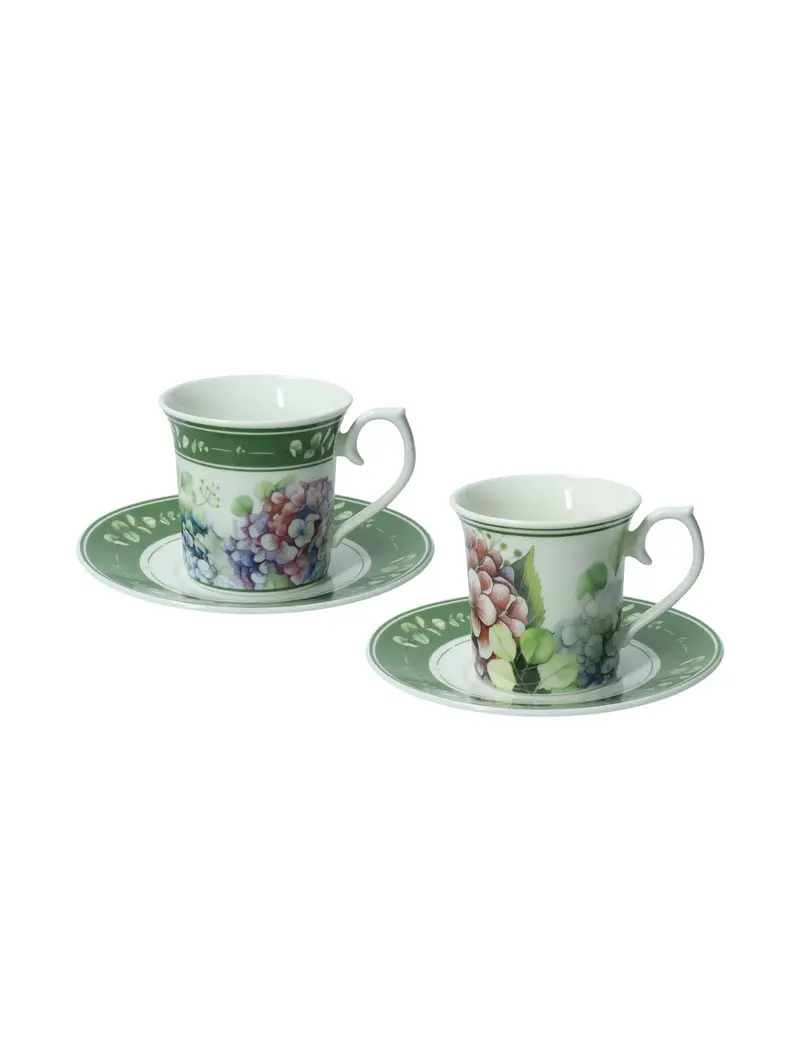 SET 2 TAZZE CAFFE' CON PIATTINO " FLORA" BRANDANI