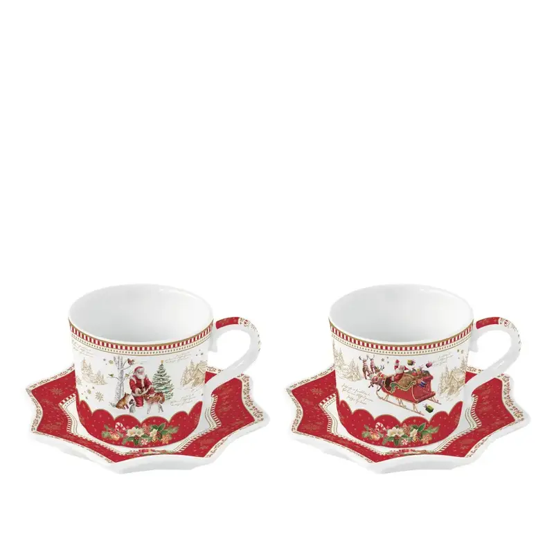 Set 2 tazzine caffè con piattino Christmas Memories | Easy Life