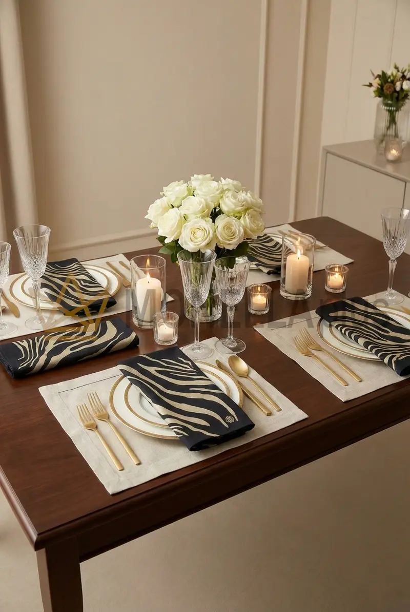Set 2 Tovagliette 45×45 Platinum Zebrage Roberto cavalli