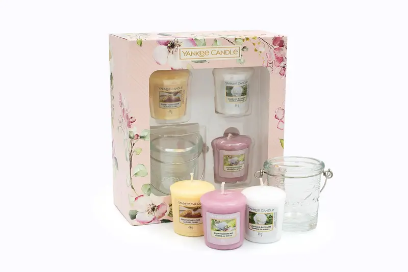 SET 3 CANDELE SAMPLER E PORTA CANDELA SAMPLER -Yankee Candle- Confezione Regalo Garden Hideaway