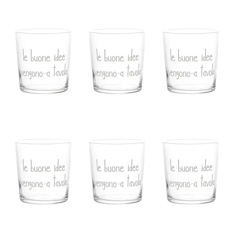 Set 6 bicchieri "le buone idee vengono a tavola"