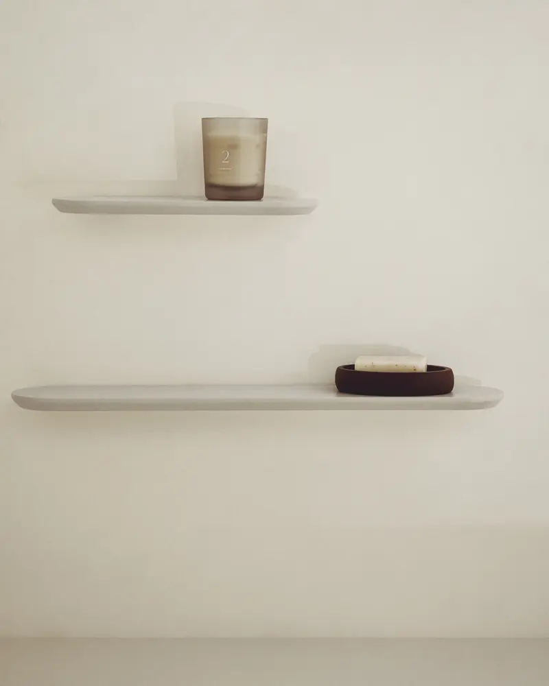 Set Arely di 2 mensole in MDF con finitura laccata beige 35 cm/55 cm