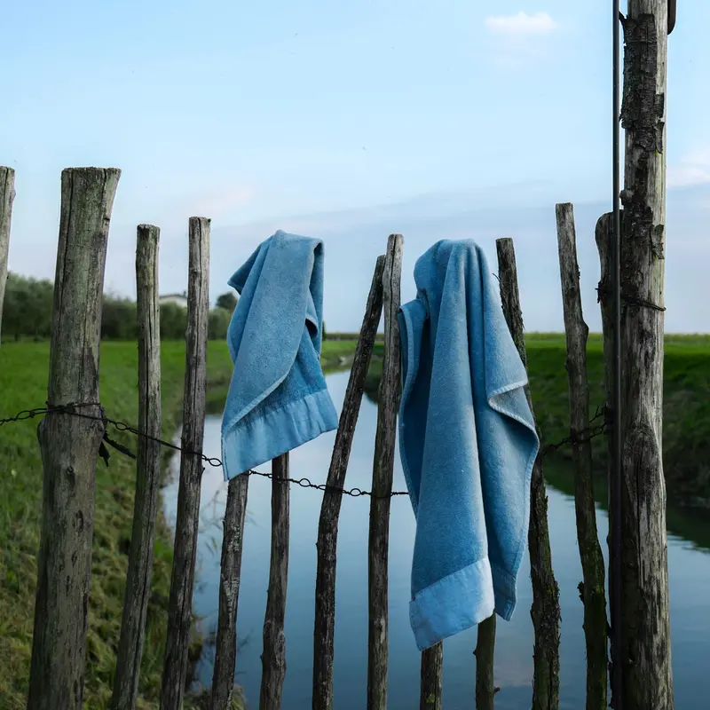 Set asciugamani bagno in spugna bordi in lino
