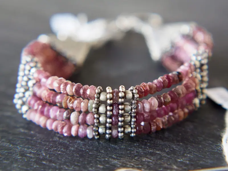 set bracciale multifilo e orecchini pendenti con argento e tormalina   cod.BRACC37